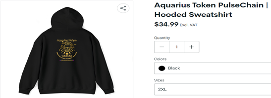 Aquarius Token Pulsechain Hoodie Sweatshirt