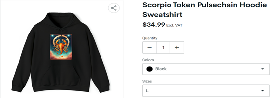 Scorpio Token Pulsechain Hoodie Sweatshirt