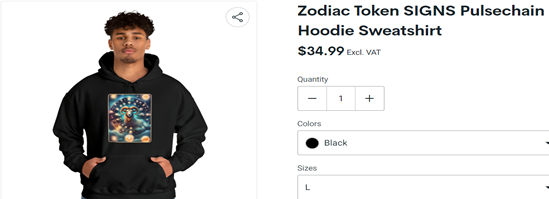 Zodiac Token SIGNS Pulsechain Hoodie Sweatshirt